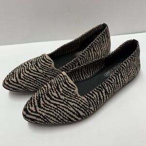 Skechers Cleo Animal Print Washable Stretch Knit Memory Foam Comfort Flats Sz 8